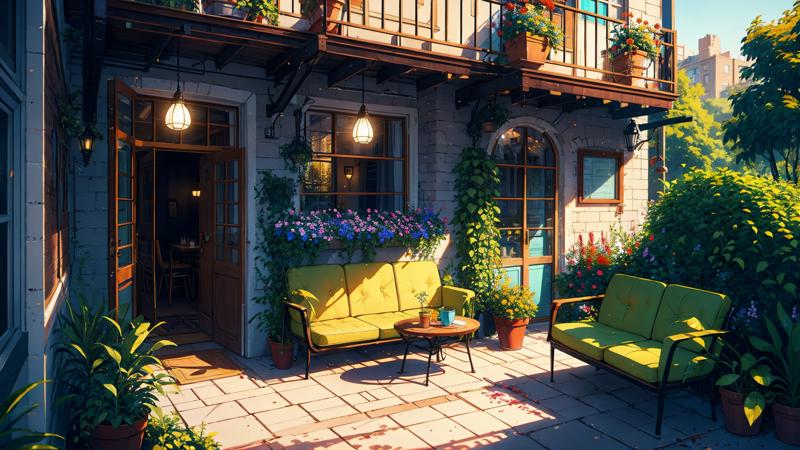 00140-234561990-balcony garden, flowers on the balcony,  front of a coffee shop with trees, view of a multi floor coffee shop, Beautiful garden.png